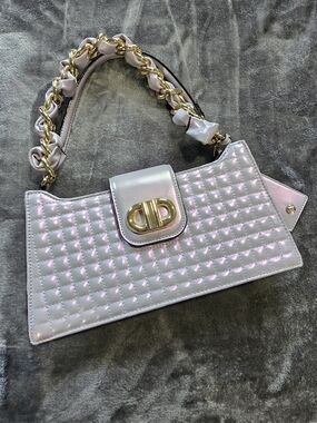 Aldo Iridescent Quilted Shoulder Bag with Gold Chain
